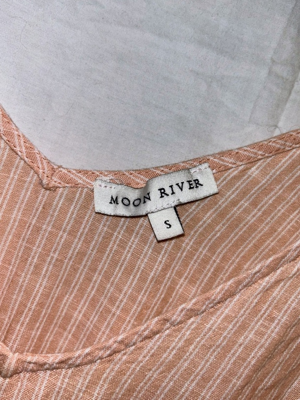 Moon River Peach-Striped Tiered Tie-Shoulder Sundress - Picture 3 of 4